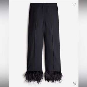 J. Crew Black Straight Leg Pants with Feather Trim